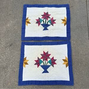 Vintage Hand Pieced Quilted Pillow Shams